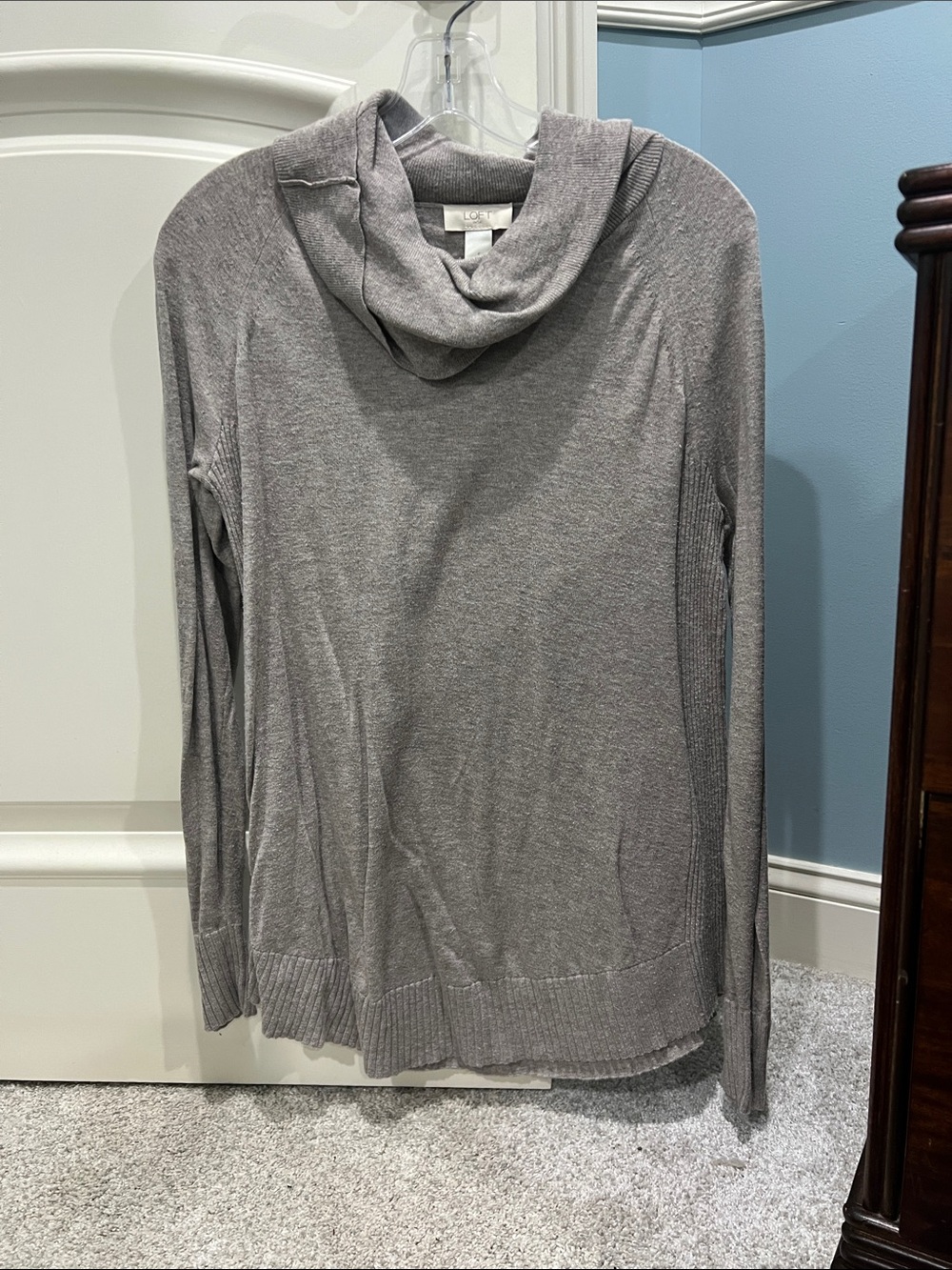 Loft Outlet Light Gray Cowl Neck Women's Sweater